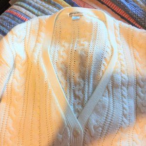 Fisherman Cardigan Sweater Cable Knit Chunky Vintage Button Acrylic Sz 12